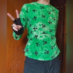 Minecraft Creeper Emo Shirt Y2K